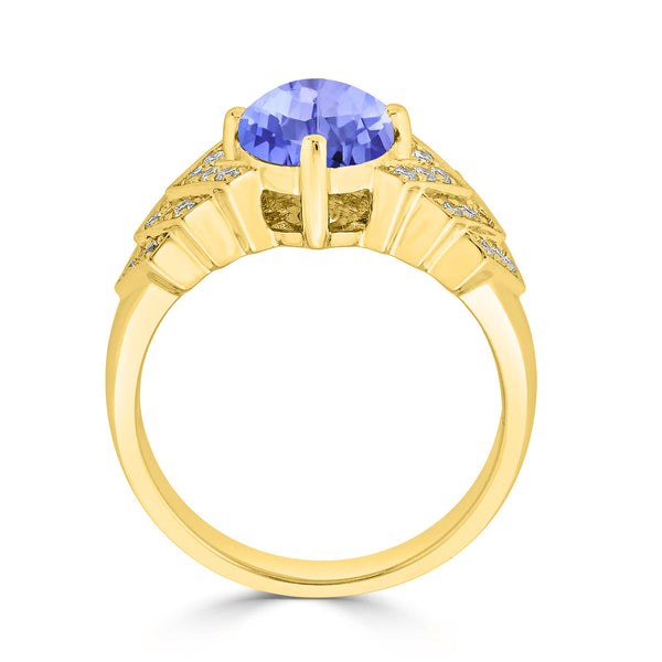 2.85ct Oval Tanzanite Ring with 0.29 cttw Diamond