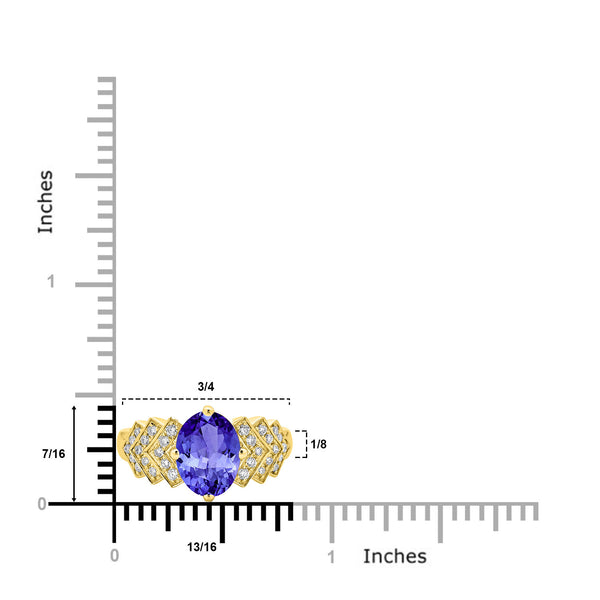 2.85ct Oval Tanzanite Ring with 0.29 cttw Diamond