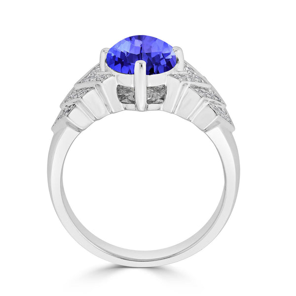 2.85ct Oval Tanzanite Ring with 0.29 cttw Diamond