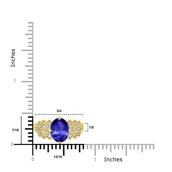 2.85ct Oval Tanzanite Ring with 0.29 cttw Diamond