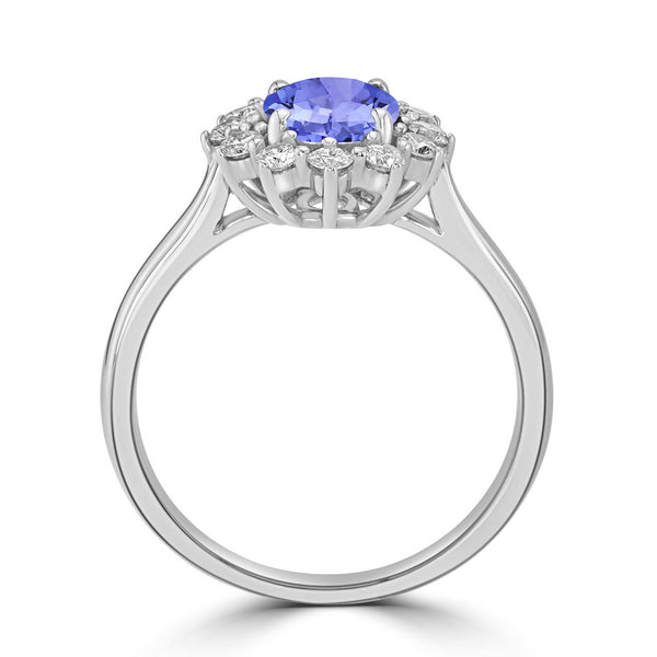 1ct Oval Tanzanite Ring with 0.38 cttw Diamond