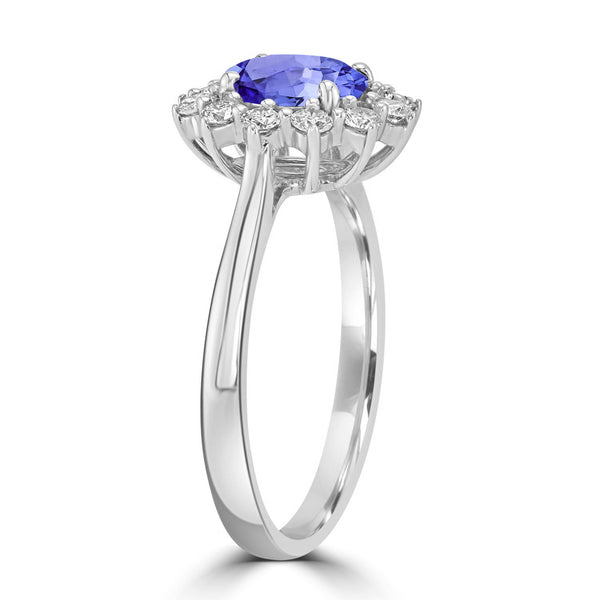 1ct Oval Tanzanite Ring with 0.38 cttw Diamond