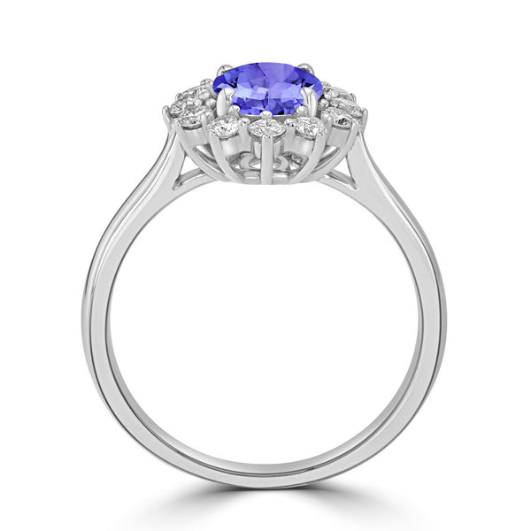 1ct Oval Tanzanite Ring with 0.38 cttw Diamond