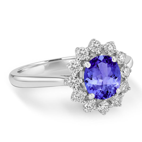 1ct Oval Tanzanite Ring with 0.38 cttw Diamond