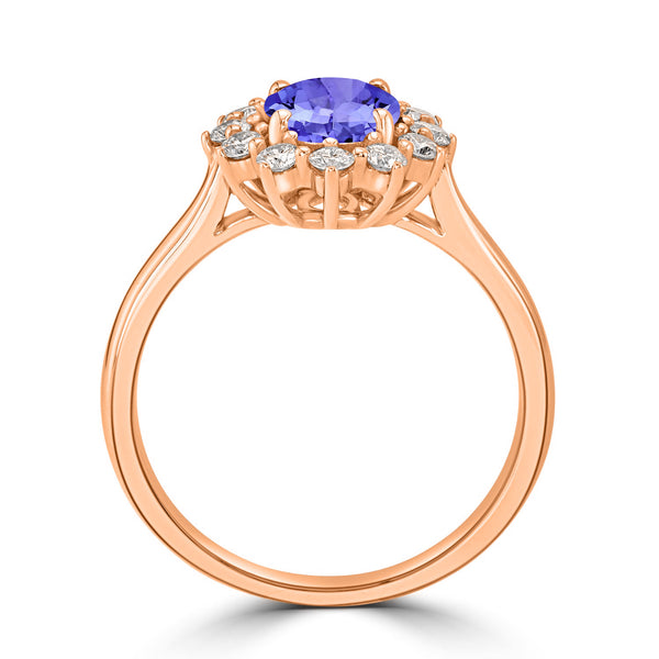 1ct Oval Tanzanite Ring with 0.38 cttw Diamond