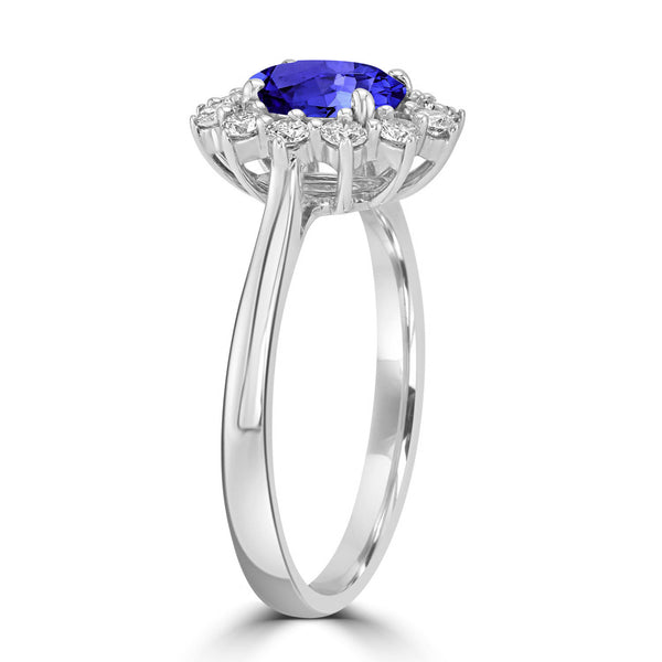 1ct Oval Tanzanite Ring with 0.38 cttw Diamond