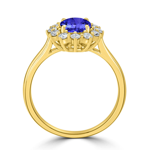 1ct Oval Tanzanite Ring with 0.38 cttw Diamond