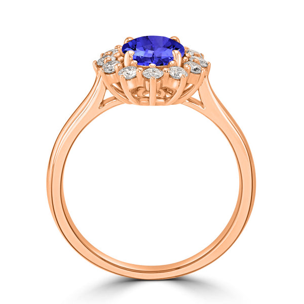 1ct Oval Tanzanite Ring with 0.38 cttw Diamond