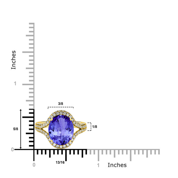 4.9ct Oval Tanzanite Ring with 0.75 cttw Diamond