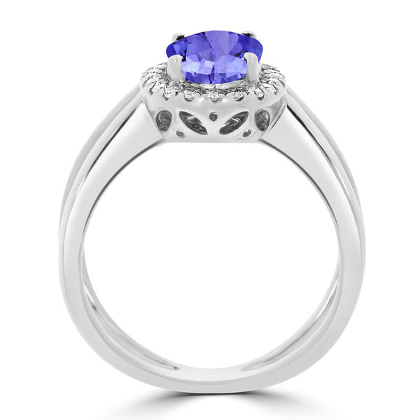 1.45ct Oval Tanzanite Ring with 0.15 cttw Diamond