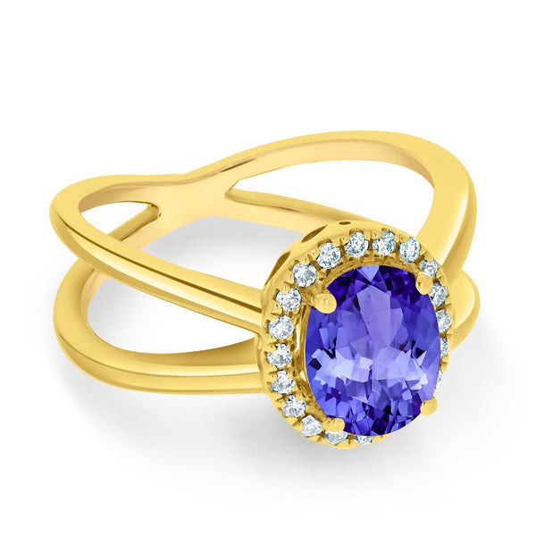 1.45ct Oval Tanzanite Ring with 0.15 cttw Diamond