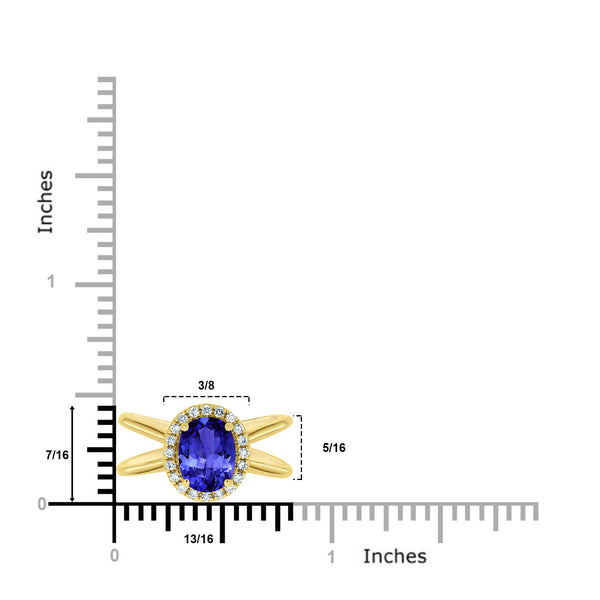 1.45ct Oval Tanzanite Ring with 0.15 cttw Diamond