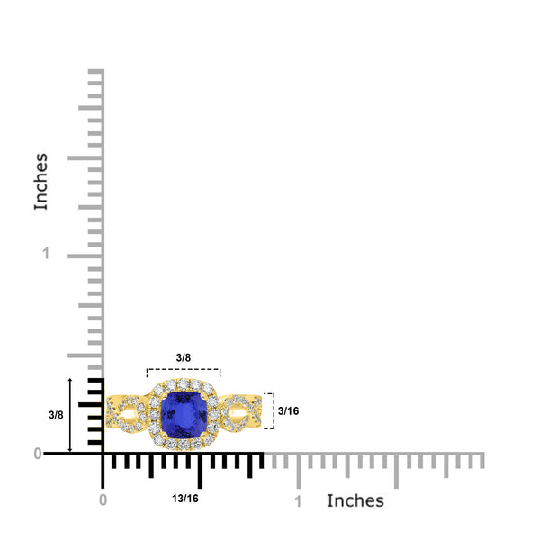 1.05ct SQ. Cushion Tanzanite Ring with 0.71 cttw Diamond