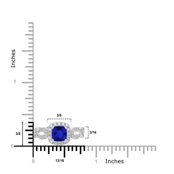 1.05ct SQ. Cushion Tanzanite Ring with 0.71 cttw Diamond