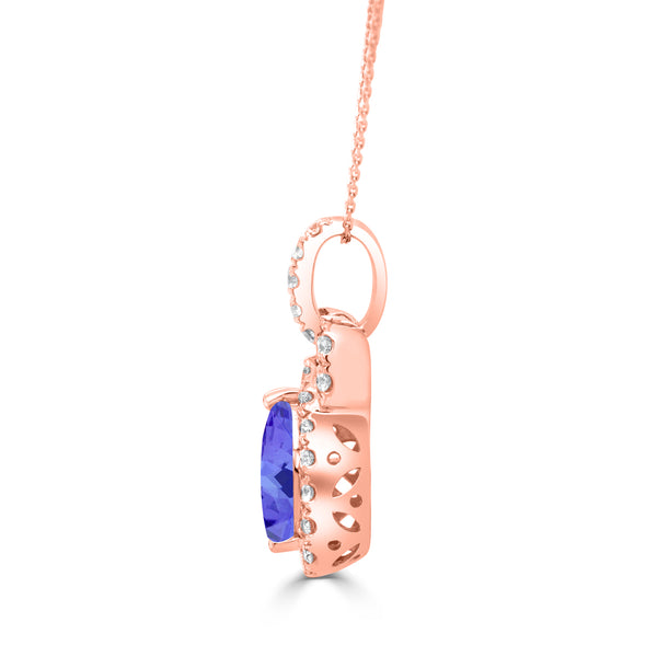 2.05ct Pear Tanzanite Pendant with 0.55 cttw Diamond