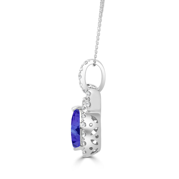 2.05ct Pear Tanzanite Pendant with 0.55 cttw Diamond