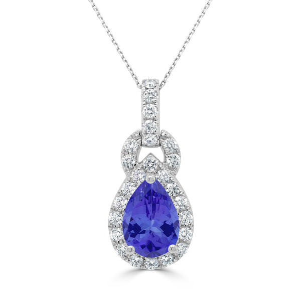 2.05ct Pear Tanzanite Pendant with 0.55 cttw Diamond