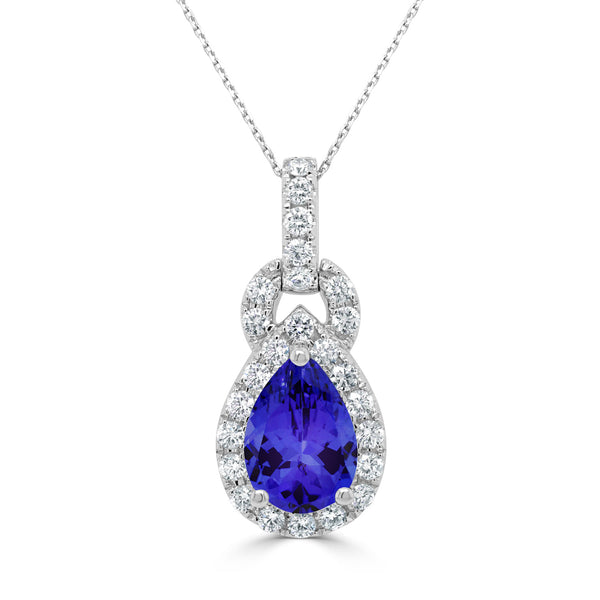 2.05ct Pear Tanzanite Pendant with 0.55 cttw Diamond