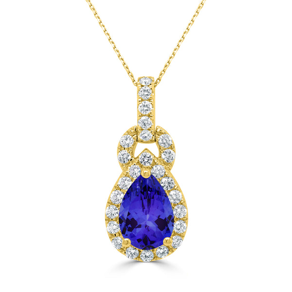 2.05ct Pear Tanzanite Pendant with 0.55 cttw Diamond