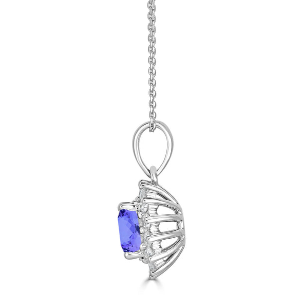 1.05ct Cushion Tanzanite Pendant with 0.31 cttw Diamond