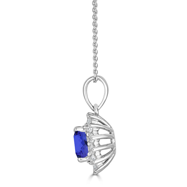 1.05ct Cushion Tanzanite Pendant with 0.31 cttw Diamond