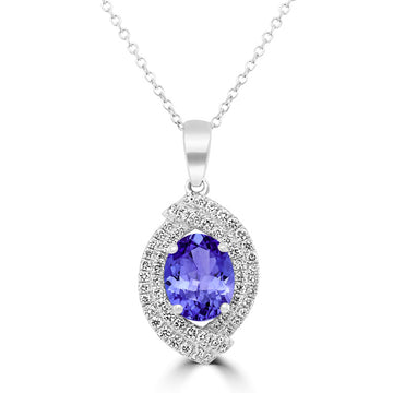 1.8ct Oval Tanzanite Pendant with 0.43 cttw Diamond