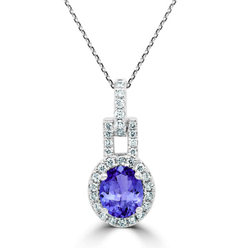 0.6ct Oval Tanzanite Pendant with 0.19 cttw Diamond
