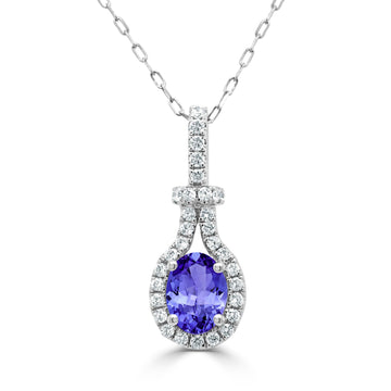 0.6ct Oval Tanzanite Pendant with 0.2 cttw Diamond
