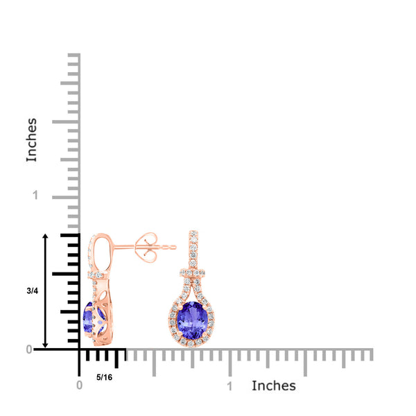 1.2ct Oval Tanzanite Earring with 0.38 cttw Diamond