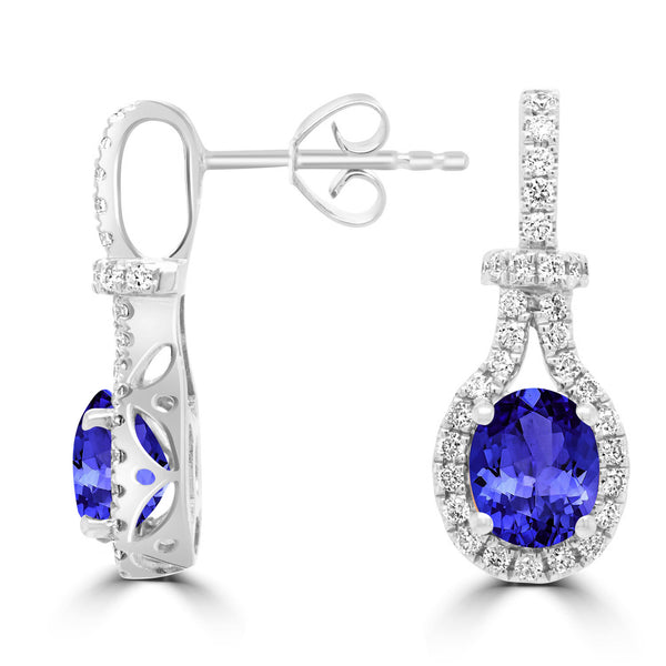 1.2ct Oval Tanzanite Earring with 0.38 cttw Diamond