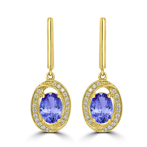 1.52ct Oval Tanzanite Earring with 0.15 cttw Diamond