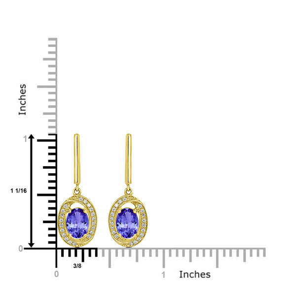 1.52ct Oval Tanzanite Earring with 0.15 cttw Diamond