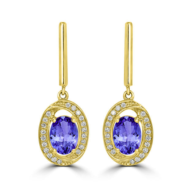 1.52ct Oval Tanzanite Earring with 0.15 cttw Diamond