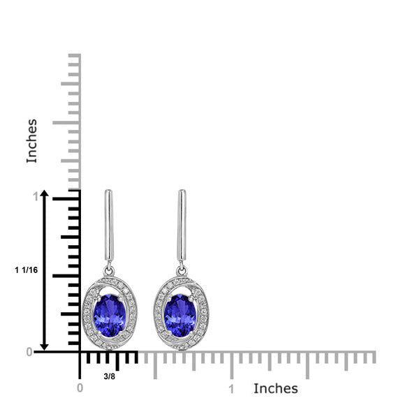 1.52ct Oval Tanzanite Earring with 0.15 cttw Diamond