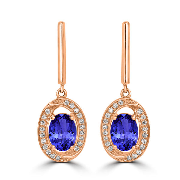 1.52ct Oval Tanzanite Earring with 0.15 cttw Diamond