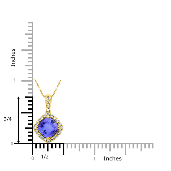 1.65ct Cushion Tanzanite Pendant with 0.19 cttw Diamond