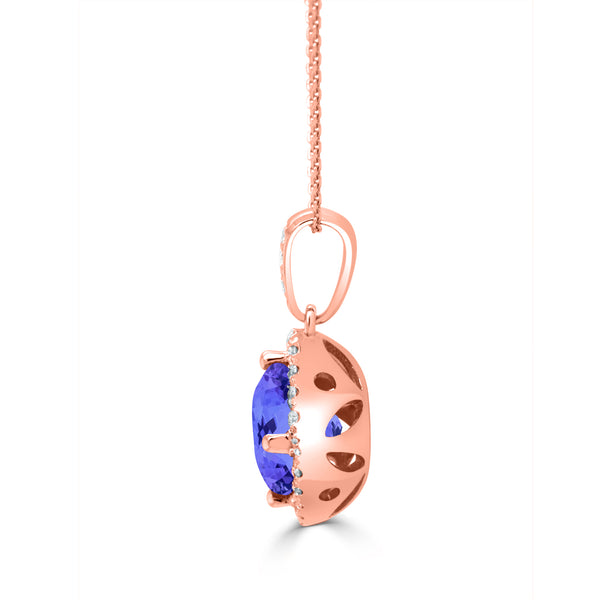 1.65ct Cushion Tanzanite Pendant with 0.19 cttw Diamond