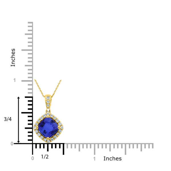 1.65ct Cushion Tanzanite Pendant with 0.19 cttw Diamond