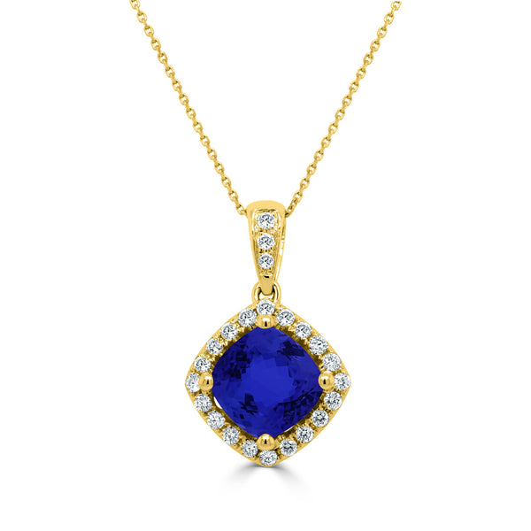 1.65ct Cushion Tanzanite Pendant with 0.19 cttw Diamond