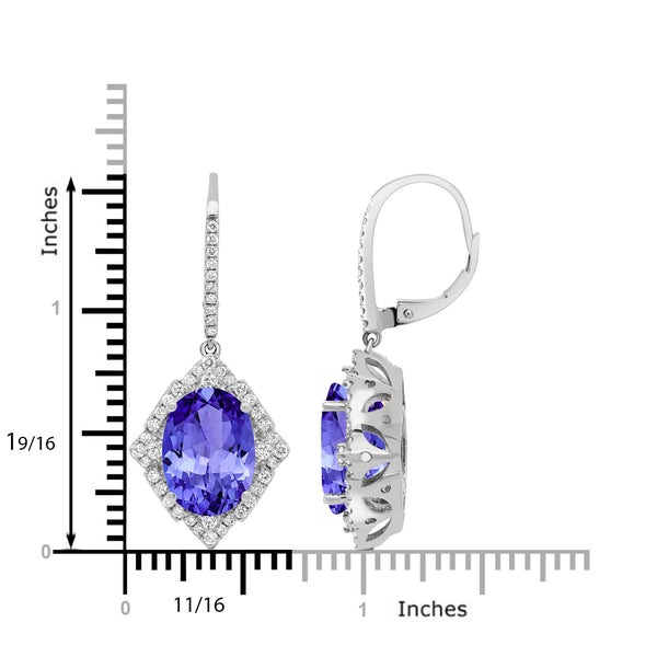 12.5ct Oval Tanzanite Halo Earring with 1.01 cttw Diamond