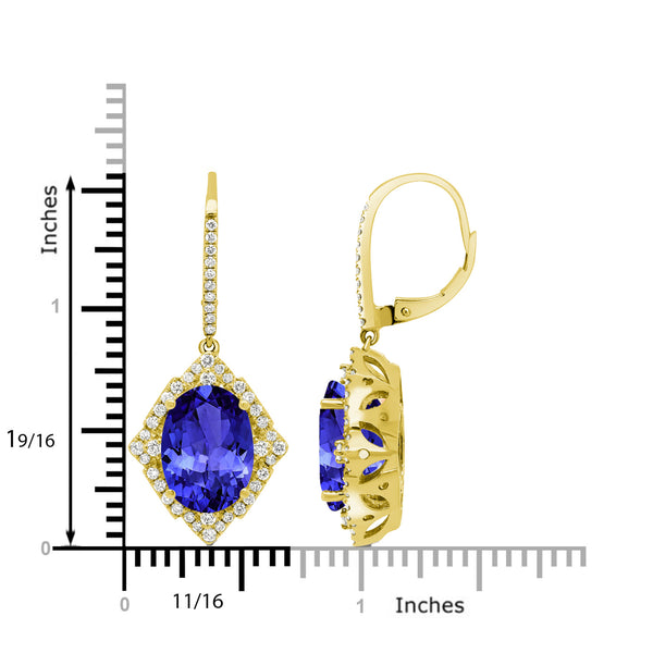 12.5ct Oval Tanzanite Halo Earring with 1.01 cttw Diamond