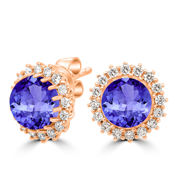4.4ct Round Tanzanite Earring with 0.46 cttw Diamond