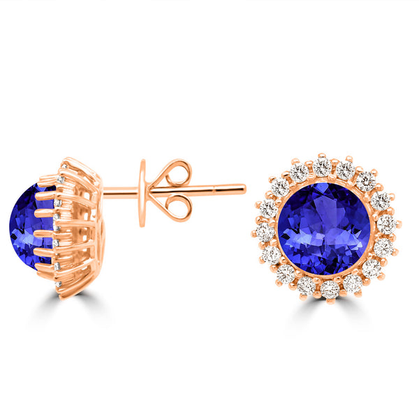 4.4ct Round Tanzanite Earring with 0.46 cttw Diamond