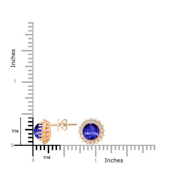 4.4ct Round Tanzanite Earring with 0.46 cttw Diamond