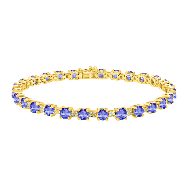 7.28ct Round Tanzanite Bracelet with 0.45 cttw Diamond