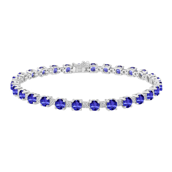 7.28ct Round Tanzanite Bracelet with 0.45 cttw Diamond