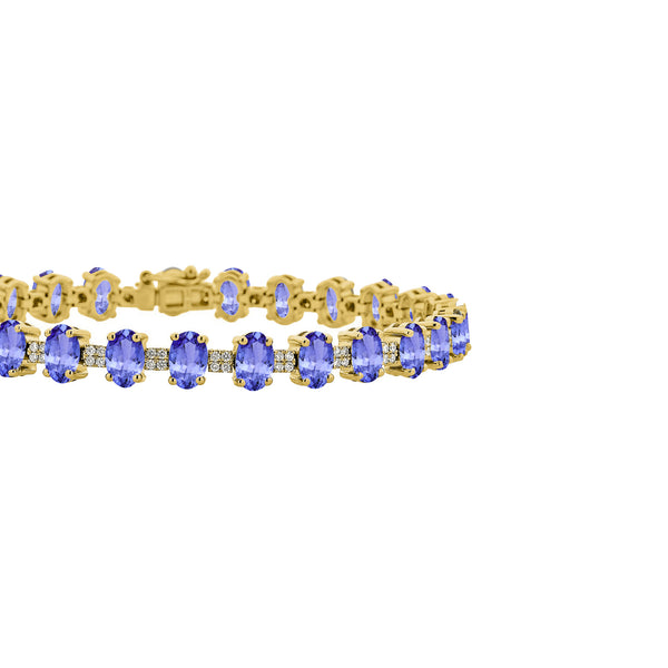 12.96ct Oval Tanzanite Bracelet with 0.51 cttw Diamond