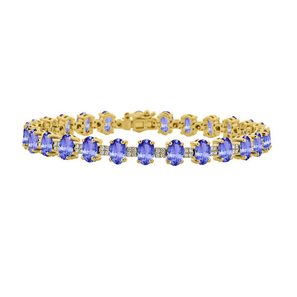 12.96ct Oval Tanzanite Bracelet with 0.51 cttw Diamond