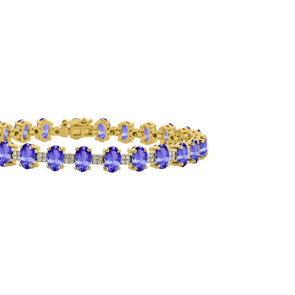 12.96ct Oval Tanzanite Bracelet with 0.51 cttw Diamond