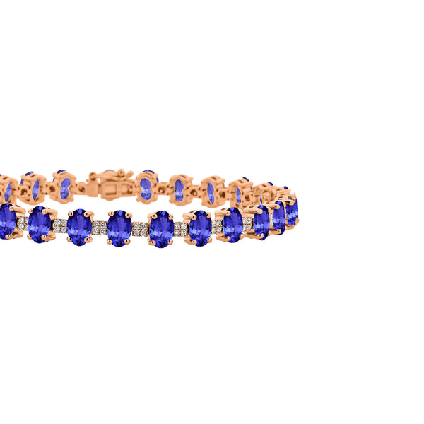 12.96ct Oval Tanzanite Bracelet with 0.51 cttw Diamond